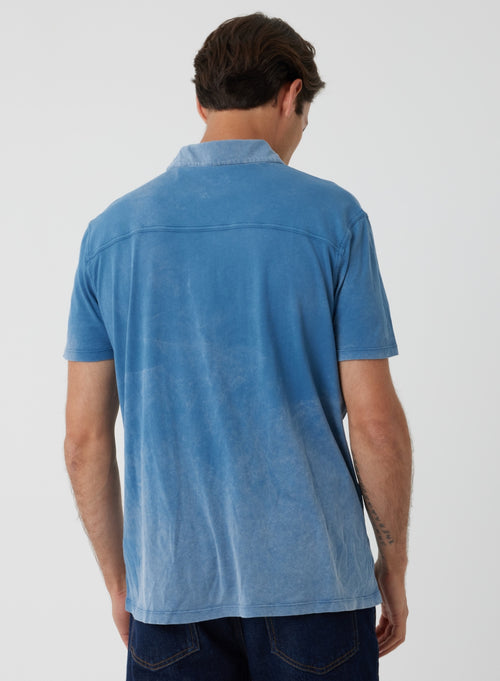 Polo manches courtes Bleu en Coton organique - MAJESTIC FILATURES