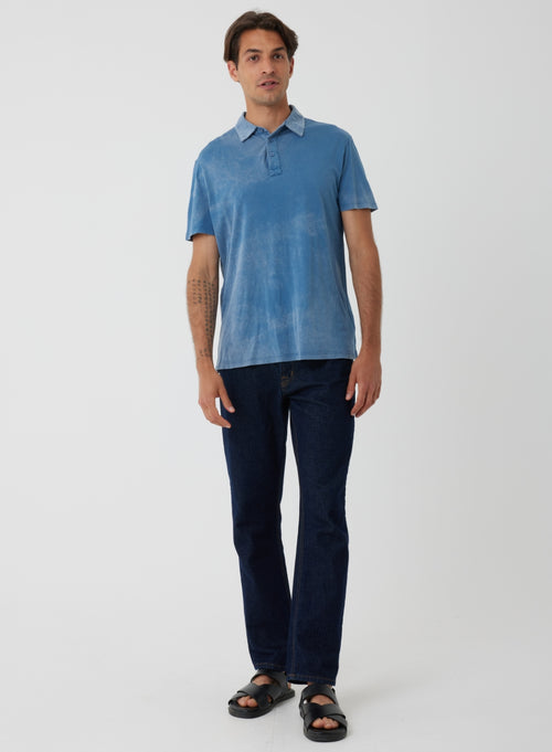 Polo manches courtes Bleu en Coton organique - MAJESTIC FILATURES