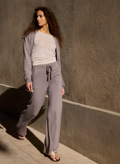 Graue Hose aus organischer Baumwolle / Elastan - MAJESTIC FILATURES