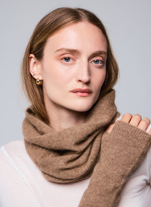 Manoplas beige en lana Raccon / Poliamida - MAJESTIC FILATURES
