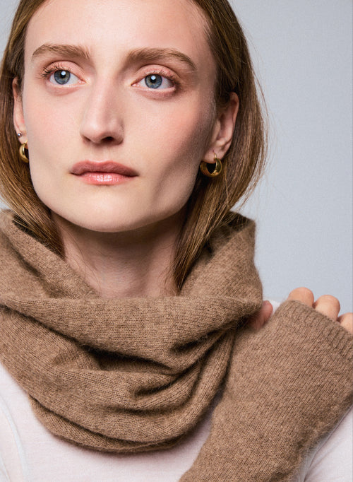 Manoplas beige en lana Raccon / Poliamida - MAJESTIC FILATURES