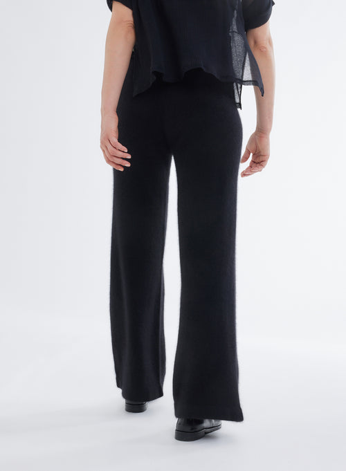 Black Pants with Elastic Waistband in Raccoon - MAJESTIC FILATURES