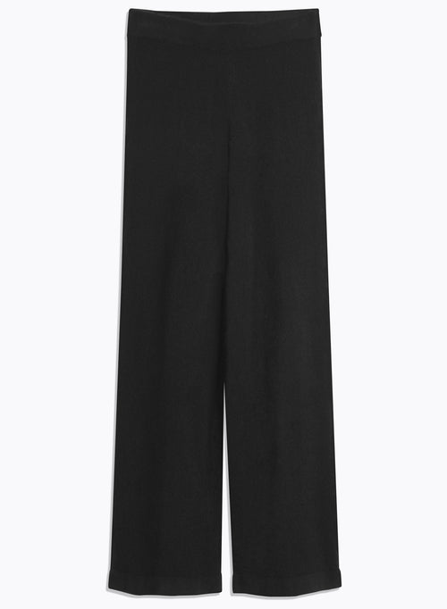Black Pants with Elastic Waistband in Raccoon - MAJESTIC FILATURES