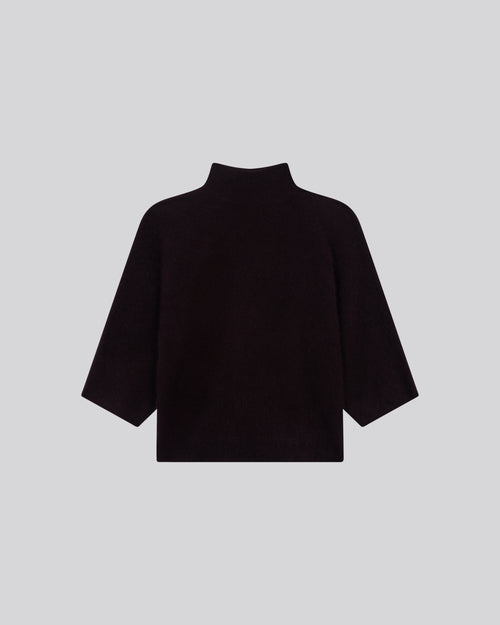 Violet Turtleneck Sweater with Kimono Sleeves in Raccoon wool / Polyamide - MAJESTIC FILATURES