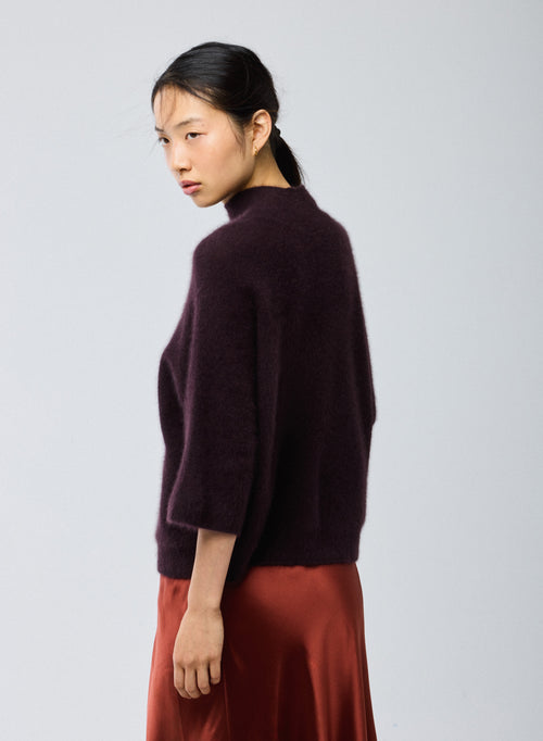 Violet Turtleneck Sweater with Kimono Sleeves in Raccoon wool / Polyamide - MAJESTIC FILATURES
