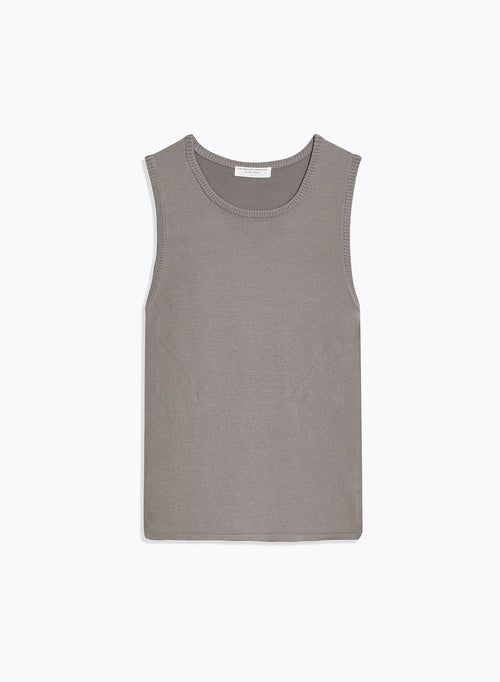 Grey Round Neck Tank Top Short Sleeve Organic Cotton / Elastane - MAJESTIC FILATURES