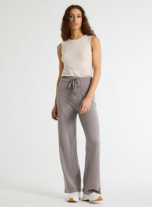 Graue Hose aus organischer Baumwolle / Elastan - MAJESTIC FILATURES