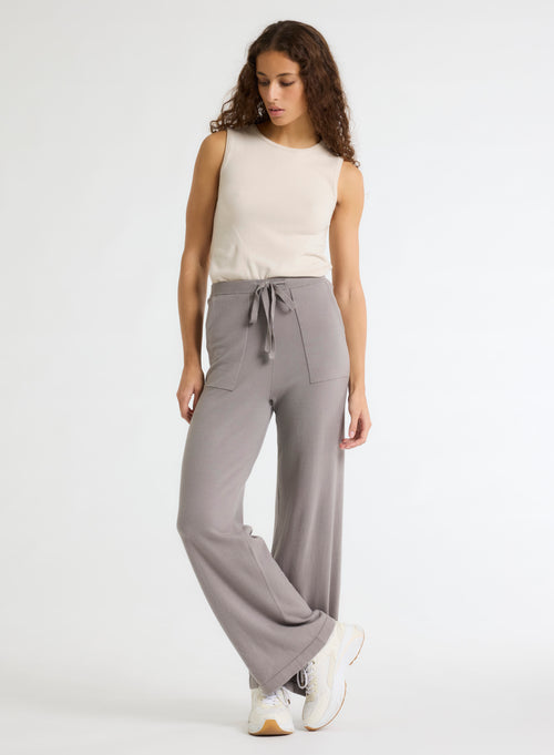 Graue Hose aus organischer Baumwolle / Elastan - MAJESTIC FILATURES