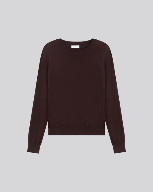 Purple Round Neck Long Sleeve Sweater in Organic Cotton / Elastane - MAJESTIC FILATURES