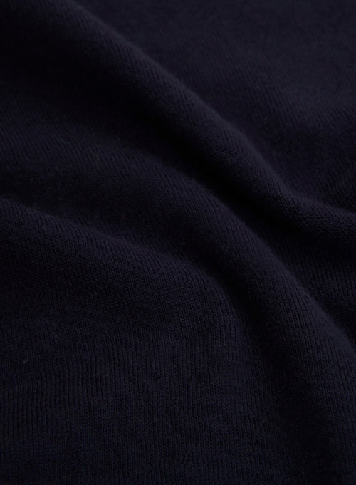 Jersey azul marino con cuello en V y manga corta en algodón orgánico / elastano - MAJESTIC FILATURES