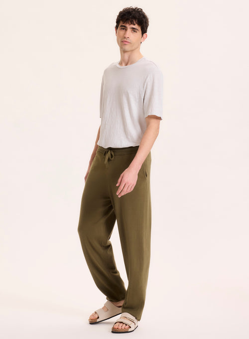 Pantalon Vert en Coton organique / Elasthanne - MAJESTIC FILATURES