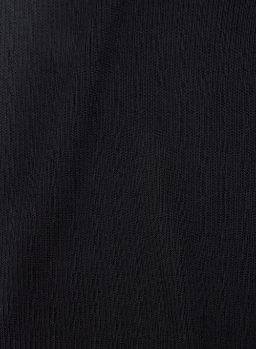 Black Ribbed Merino Wool Round Neck Long Sleeve Sweater - MAJESTIC FILATURES