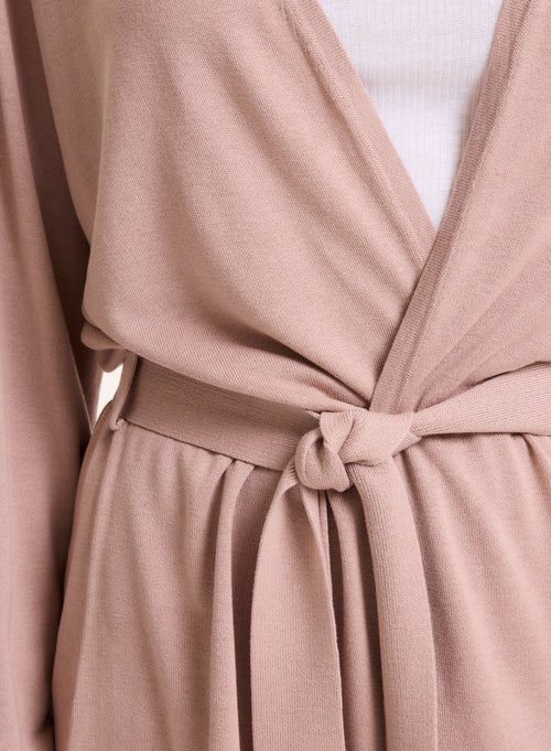 Gilet Rose Col V Manches Longues en Soie / Viscose - MAJESTIC FILATURES