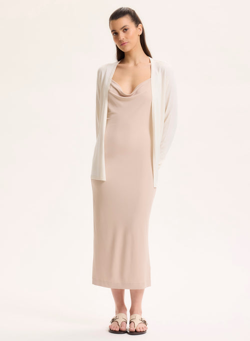 Gilet Blanc Col V Manches Longues en Soie / Viscose - MAJESTIC FILATURES