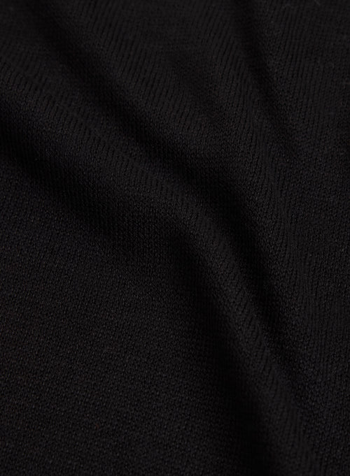 Black Polo Shirt with Short Sleeves in Silk / Viscose - MAJESTIC FILATURES