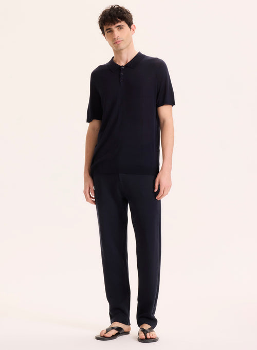 Polo Marine Col Polo Manches Courtes en Soie / Viscose - MAJESTIC FILATURES