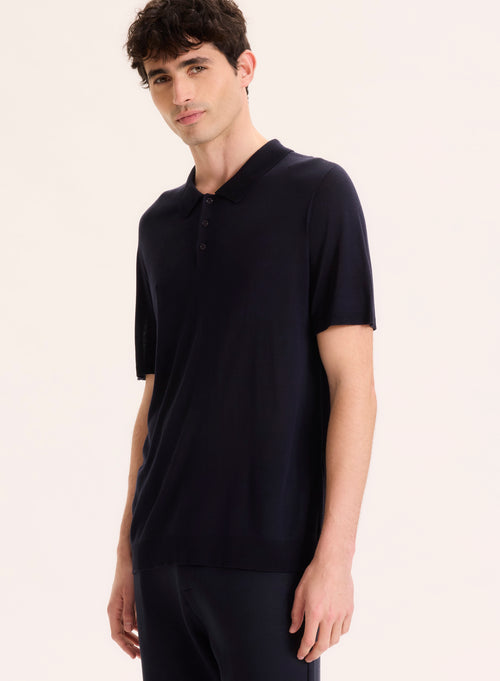 Polo Marine Col Polo Manches Courtes en Soie / Viscose - MAJESTIC FILATURES