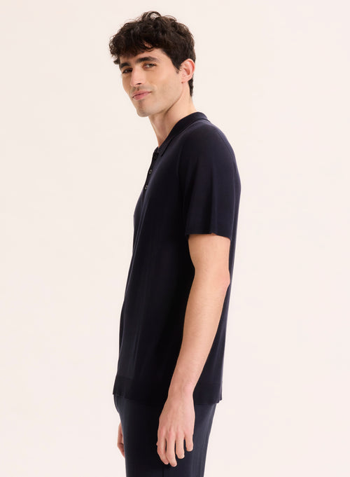 Polo Marine Col Polo Manches Courtes en Soie / Viscose - MAJESTIC FILATURES