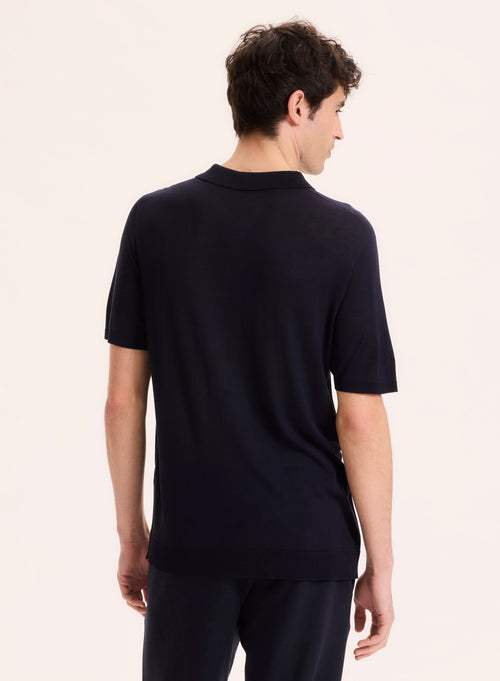 Polo Marine Col Polo Manches Courtes en Soie / Viscose - MAJESTIC FILATURES