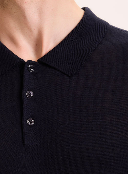 Polo Marine Col Polo Manches Courtes en Soie / Viscose - MAJESTIC FILATURES
