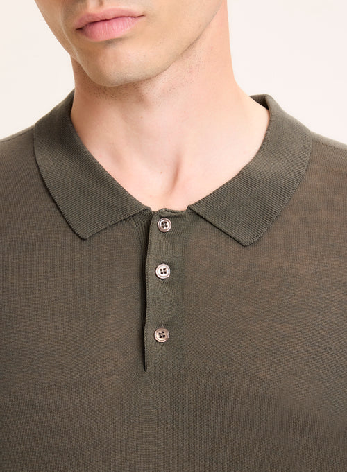 Polo verde manga corta cuello polo en seda / viscosa - MAJESTIC FILATURES
