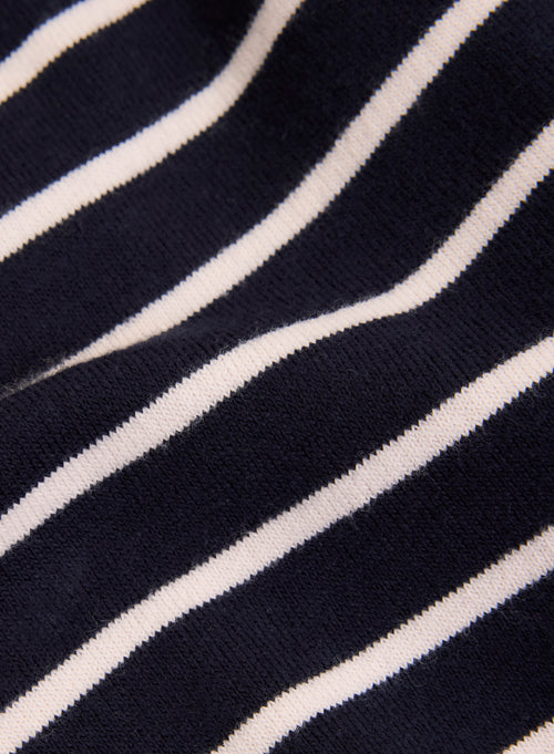 Marine Pullover Bootskragen Langarm - MAJESTIC FILATURES