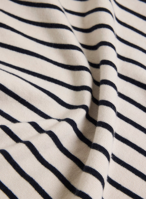 Beigefarbener Pullover mit U-Boot-Kragen und langen Ärmeln - MAJESTIC FILATURES