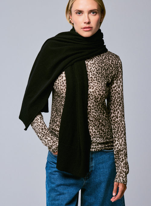 Black Cashmere Scarf - MAJESTIC FILATURES