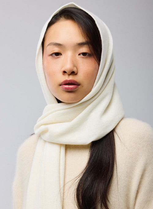 White Cashmere Scarf - MAJESTIC FILATURES