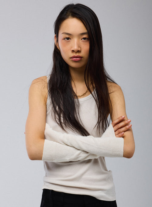 White Cashmere Fingerless Gloves - MAJESTIC FILATURES