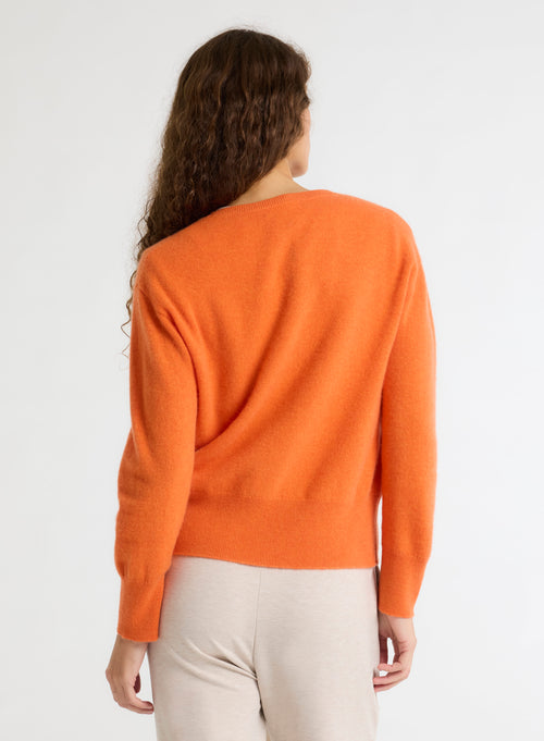 Orange Long Sleeve Round Neck Sweater - MAJESTIC FILATURES