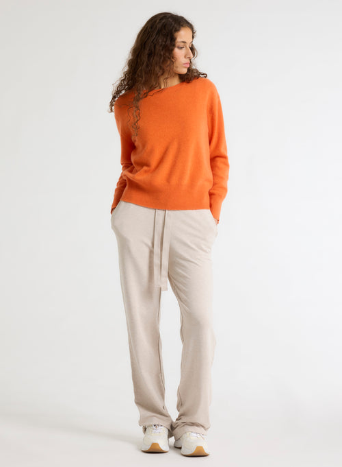 Orange Long Sleeve Round Neck Sweater - MAJESTIC FILATURES