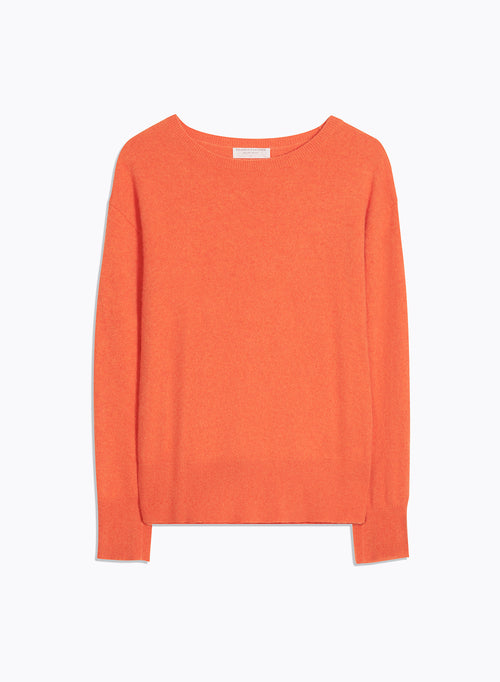 Orange Long Sleeve Round Neck Sweater - MAJESTIC FILATURES