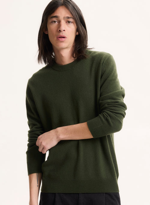 Green Long Sleeve Round Neck Sweater - MAJESTIC FILATURES