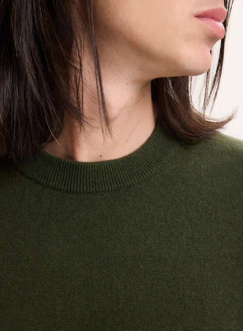 Green Long Sleeve Round Neck Sweater - MAJESTIC FILATURES