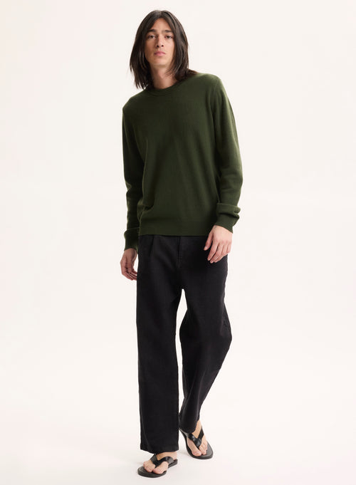 Green Long Sleeve Round Neck Sweater - MAJESTIC FILATURES