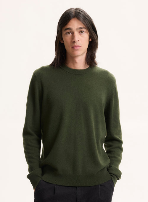 Green Long Sleeve Round Neck Sweater - MAJESTIC FILATURES