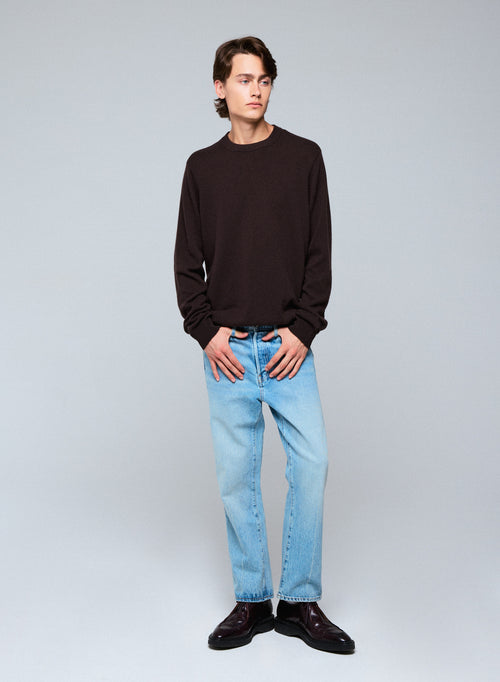 Brauner Pullover mit Rundhalsausschnitt und langen Ärmeln aus Kaschmir - MAJESTIC FILATURES