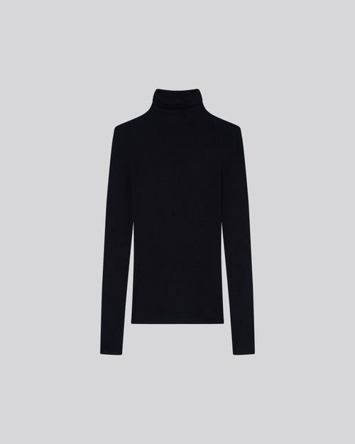 Pull Marine Col Roulé Manches Longues en Laine merinos - MAJESTIC FILATURES
