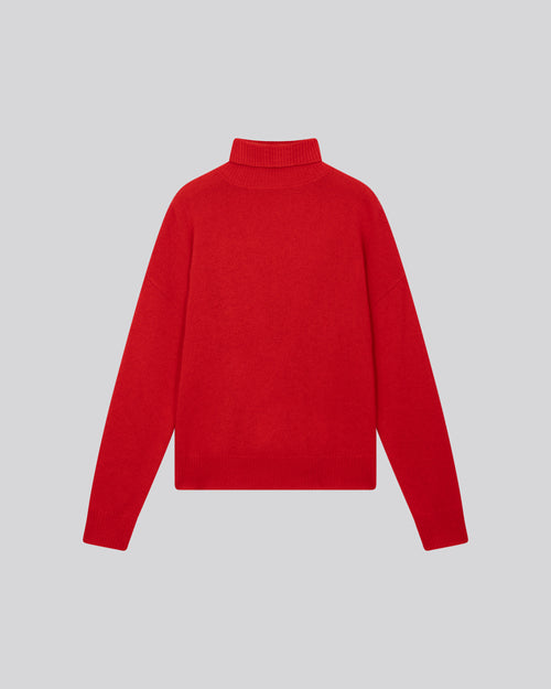 Orangefarbener langärmeliger Rollkragenpullover aus Wolle / Kaschmir - MAJESTIC FILATURES