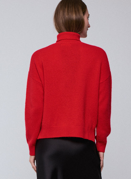 Orangefarbener langärmeliger Rollkragenpullover aus Wolle / Kaschmir - MAJESTIC FILATURES