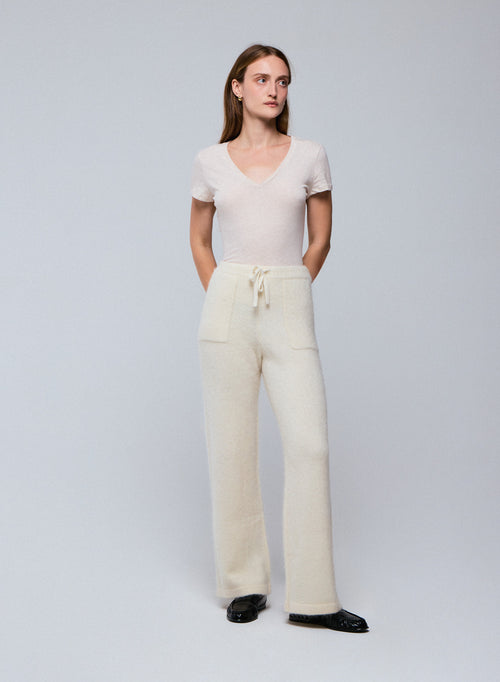 White Alpaca / Polyamide / Elastane Pants - MAJESTIC FILATURES