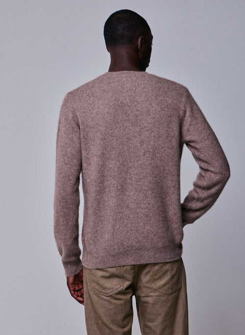 Beigefarbener Pullover mit Rundhalsausschnitt und langen Ärmeln aus Wolle / Fuchs / Polyamid - MAJESTIC FILATURES