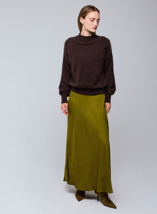 Brown round-neck sweater with long sleeves in wool / cashmere - MAJESTIC FILATURES