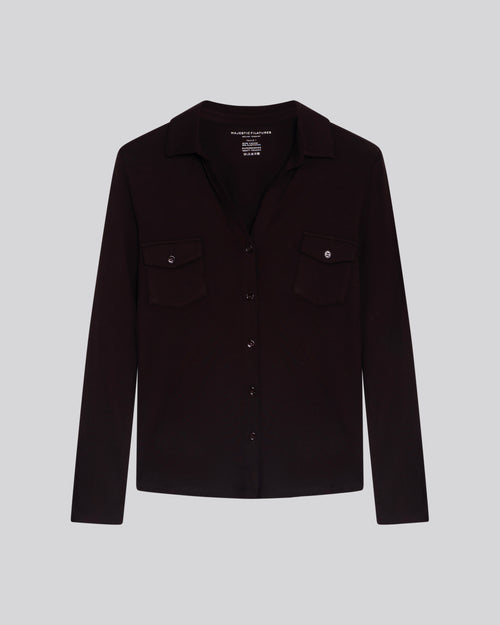 Anna Purple 2-pocket shirt in Viscose and Elastane - MAJESTIC FILATURES