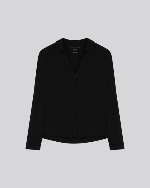 Marineblaues Langarmshirt aus Viskose und Elasthan - MAJESTIC FILATURES