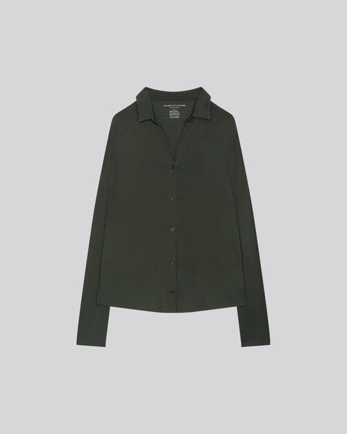 Chemise Vert Chemise Manches Longues en Viscose / Elasthanne - MAJESTIC FILATURES