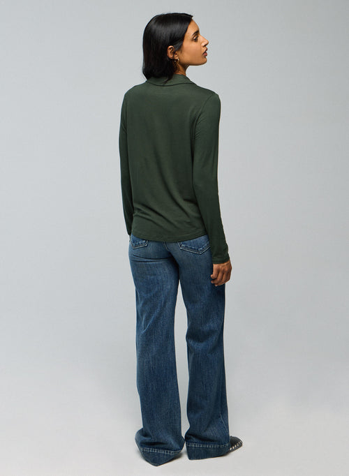 Chemise Vert Chemise Manches Longues en Viscose / Elasthanne - MAJESTIC FILATURES