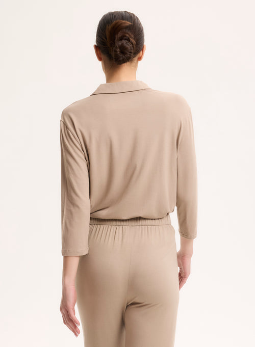 Hemd Beige 3/4-Ärmel - MAJESTIC FILATURES