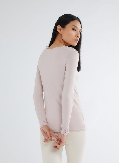 Chaleco Rosa Cuello V Manga Larga en Viscosa y Elastano - MAJESTIC FILATURES